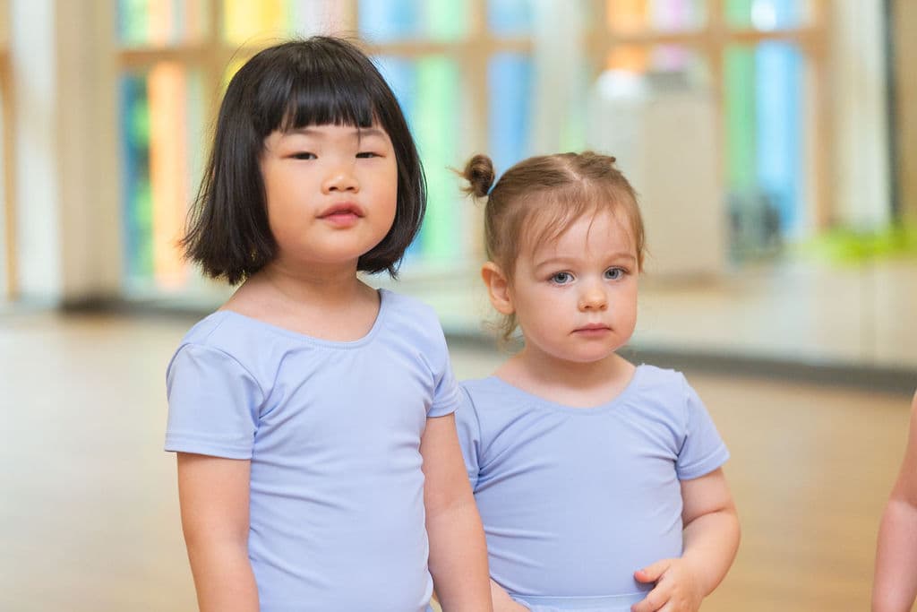 Tiny Ballet friends in class at En Pointe Theatre Arts Cardiff
